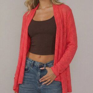 Dubarry Slim Factor Sheer Coral Open Cardigan JACKET Cover Up Orange Neon New